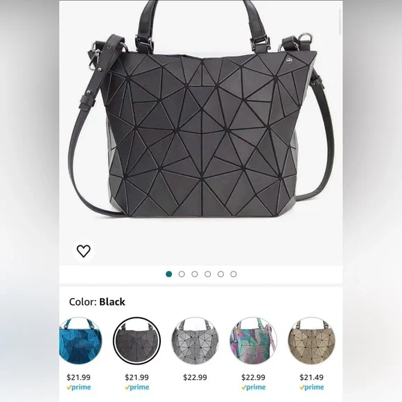 Geometric Tote Bag in iridescent Gray, Purple, and Green. - Picture 2 of 2